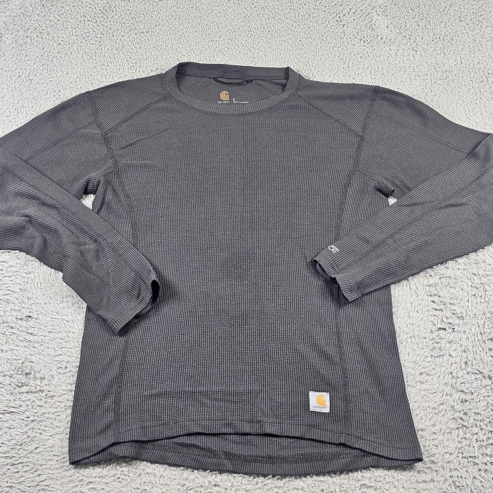 Carhartt Shirt Mens Small Gray Force Thermal Waffle Knit Long Sleeve MBL113 - Picture 2 of 11